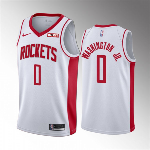  Mens Houston Rockets #0 TyTy Washington Jr. White Stitched Association Edition Jersey 