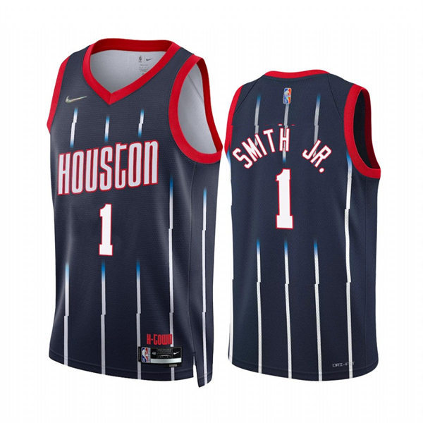  Mens Houston Rockets #1 Jabari Smith Jr. Navy Diamond Badge 2021-22 City Edition Jersey 