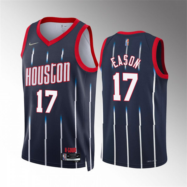  Mens Houston Rockets #17 Tari Eason Navy Diamond Badge 2021-22 City Edition Jersey 