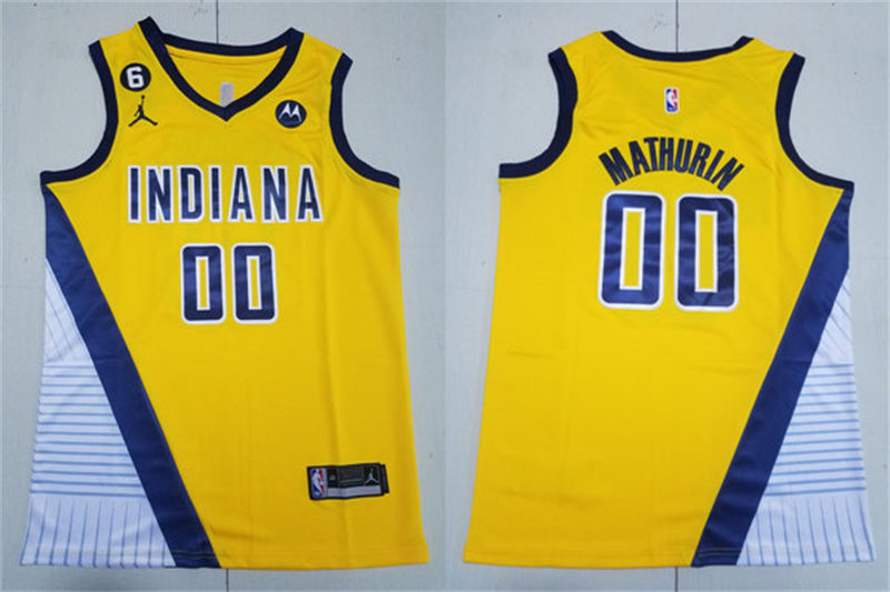  Mens Indiana Pacers #00 Bennedict Mathurin Yellow Statement Edition Swingman Jersey 