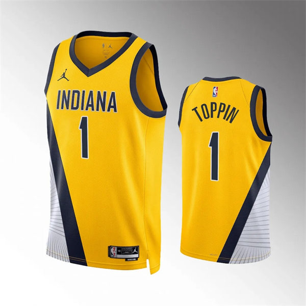  Mens Indiana Pacers #1 Obi Toppin Yellow Statement Edition Swingman Jersey 