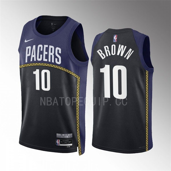  Mens Indiana Pacers #10 Kendall Brown 2022-23 City Edition Swingman Jersey Navy Black 