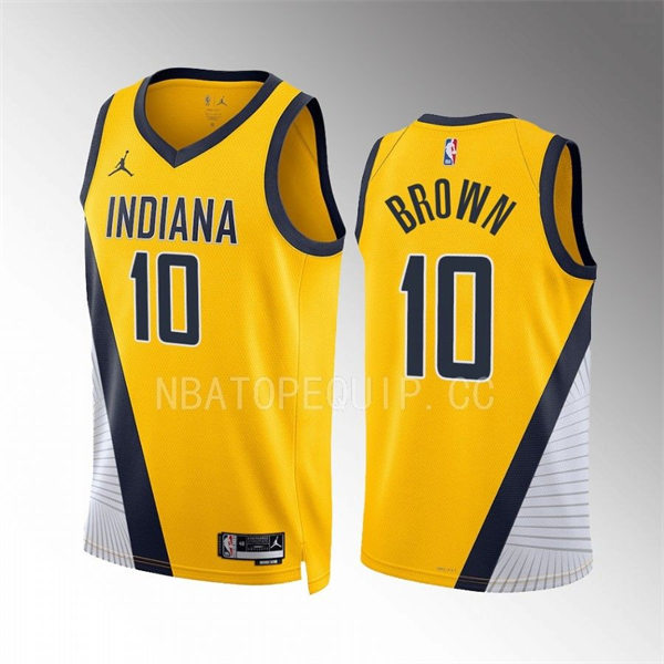  Mens Indiana Pacers #10 Kendall Brown Yellow Statement Edition Swingman Jersey 