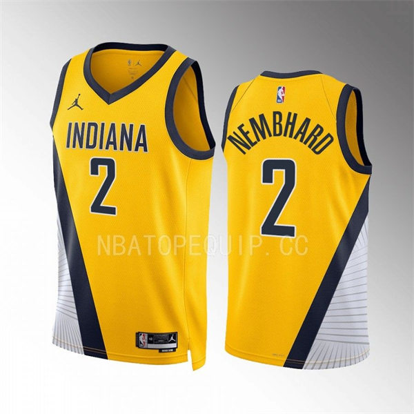  Mens Indiana Pacers #2 Andrew Nembhard Yellow Statement Edition Swingman Jersey 