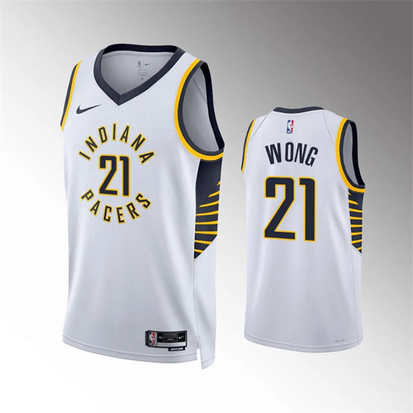 Mens Indiana Pacers #21 Isaiah Wong White Association Edition Swingman Jersey 