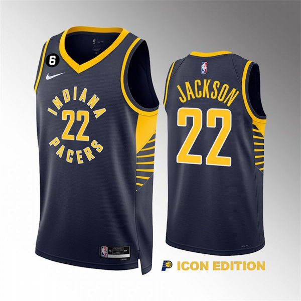 Mens Indiana Pacers #22 Isaiah Jackson Navy 2022-23 Icon Edition Player Jersey 