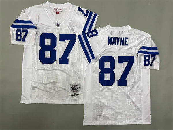  Mens Indianapolis Colts #87 Reggie Wayne 2006 White Throwback Jersey 