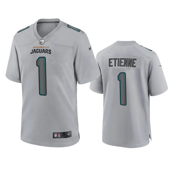  Mens Jacksonville Jaguars #1 Travis Etienne Jr. Gray Atmosphere Fashion Game Jersey 