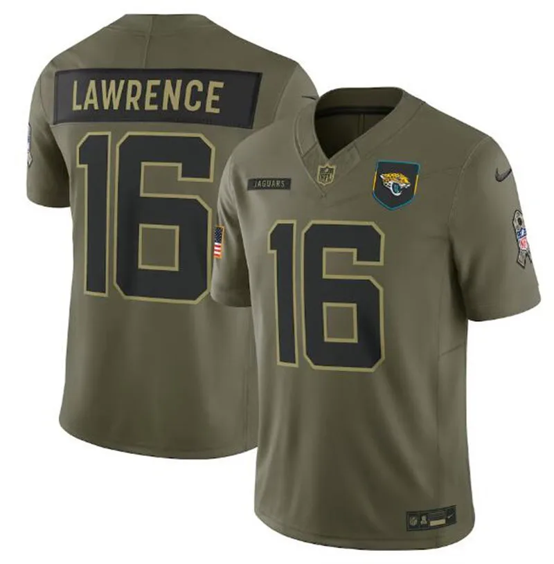  Mens Jacksonville Jaguars #16 Trevor Lawrence Nike 2025 Salute to Service Limited Jersey - Olive 