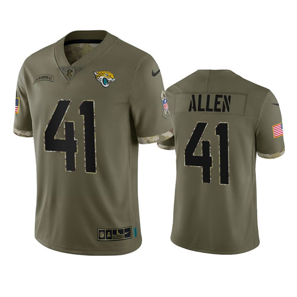  Mens Jacksonville Jaguars #41 Josh Allen Olive 2022 Salute To Service Limited Jersey 