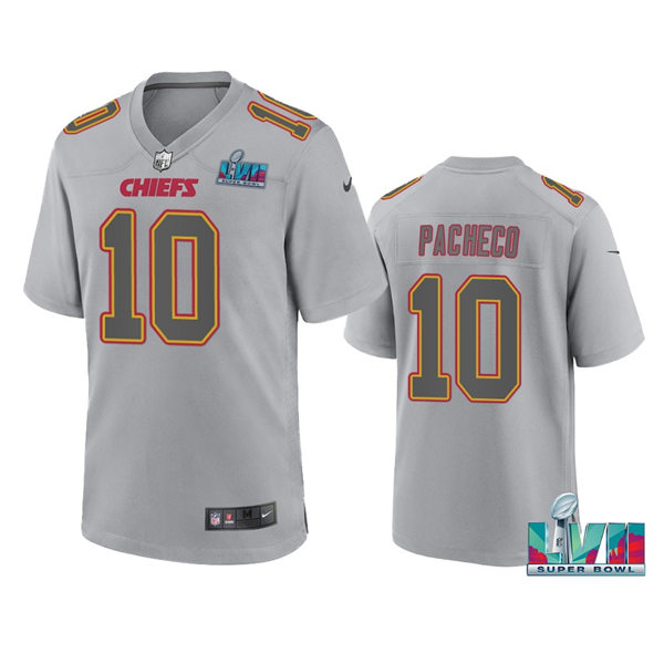  Mens Kansas City Chiefs #10 Isiah Pacheco Gray Atmosphere Fashion Game Jersey 