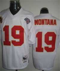  Mens Kansas City Chiefs #19 Joe Montana White Mitchell&Ness Throwback Jersey 