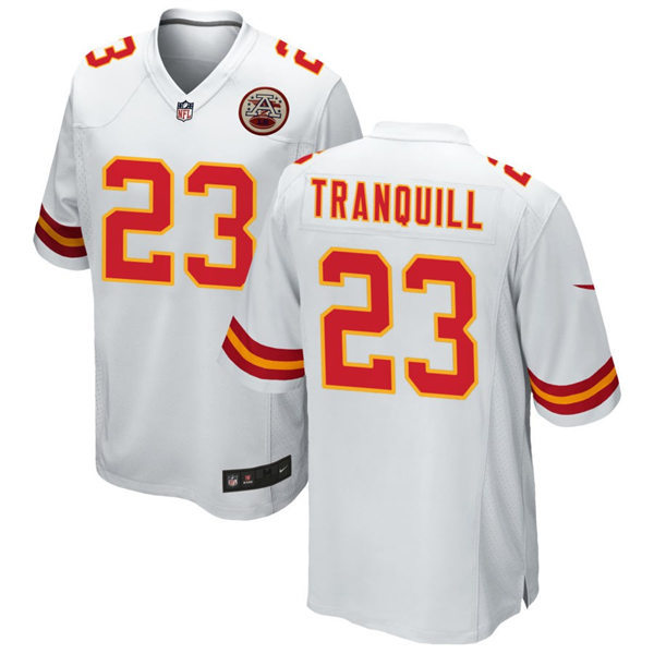  Mens Kansas City Chiefs #23 Drue Tranquill Nike White Vapor Untouchable Limited Jersey 