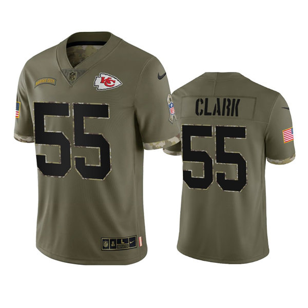  Mens Kansas City Chiefs #55 Frank Clark Nike 2022 Salute To Service Limited Jersey - Olive 