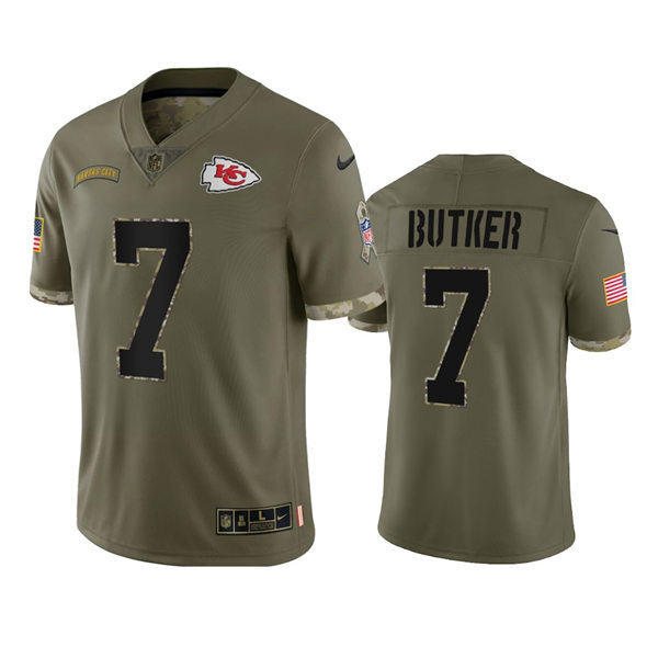  Mens Kansas City Chiefs #7 Harrison Butker Nike 2022 Salute To Service Limited Jersey - Olive 