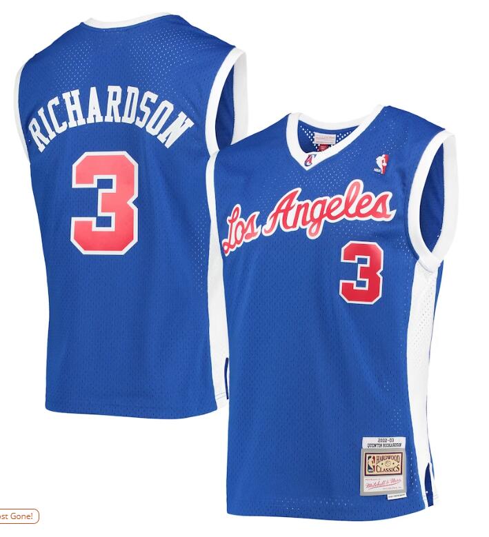  Mens LA Clippers #3 Quentin Richardson Mitchell & Ness 2001-02 Hardwood Classics Swingman Jersey - Royal 