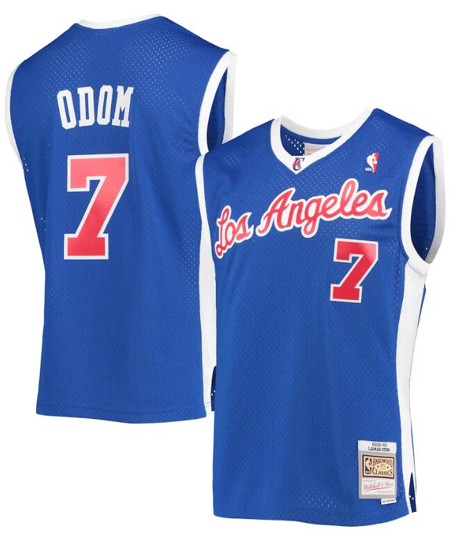  Mens LA Clippers #7 Lamar Odom Mitchell & Ness 2001-02 Hardwood Classics Swingman Jersey - Royal 