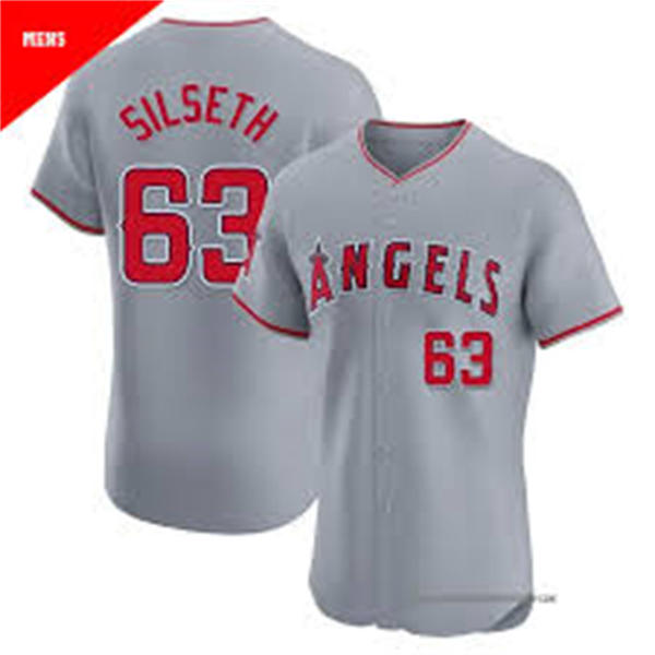  Mens Los Angeles Angels #63 Chase Silseth Nike Gray Road Limited Jersey 