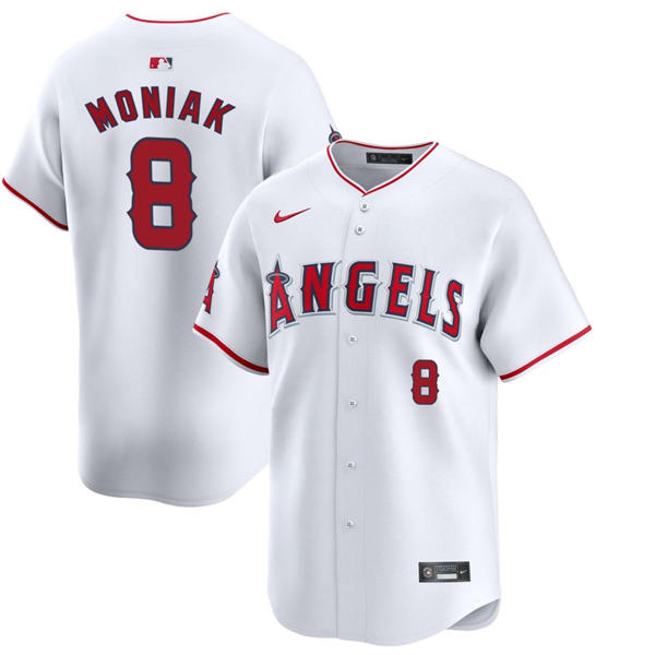  Mens Los Angeles Angels #8 Mickey Moniak Nike White Home Limited Jersey 