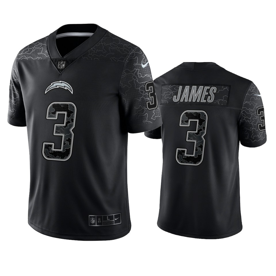  Mens Los Angeles Chargers #3 Derwin James Black Reflective Limited Jersey 