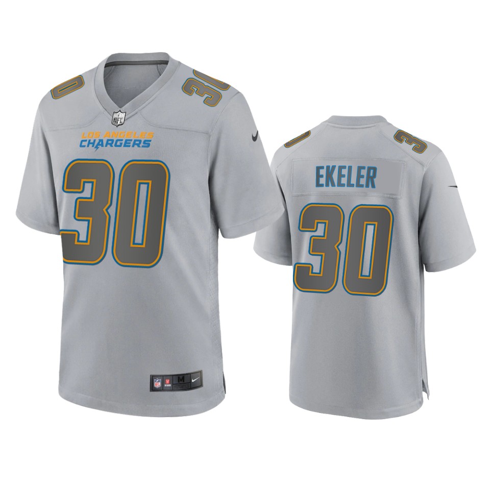  Mens Los Angeles Chargers #30 Austin Ekeler Gray Atmosphere Fashion Game Jersey 