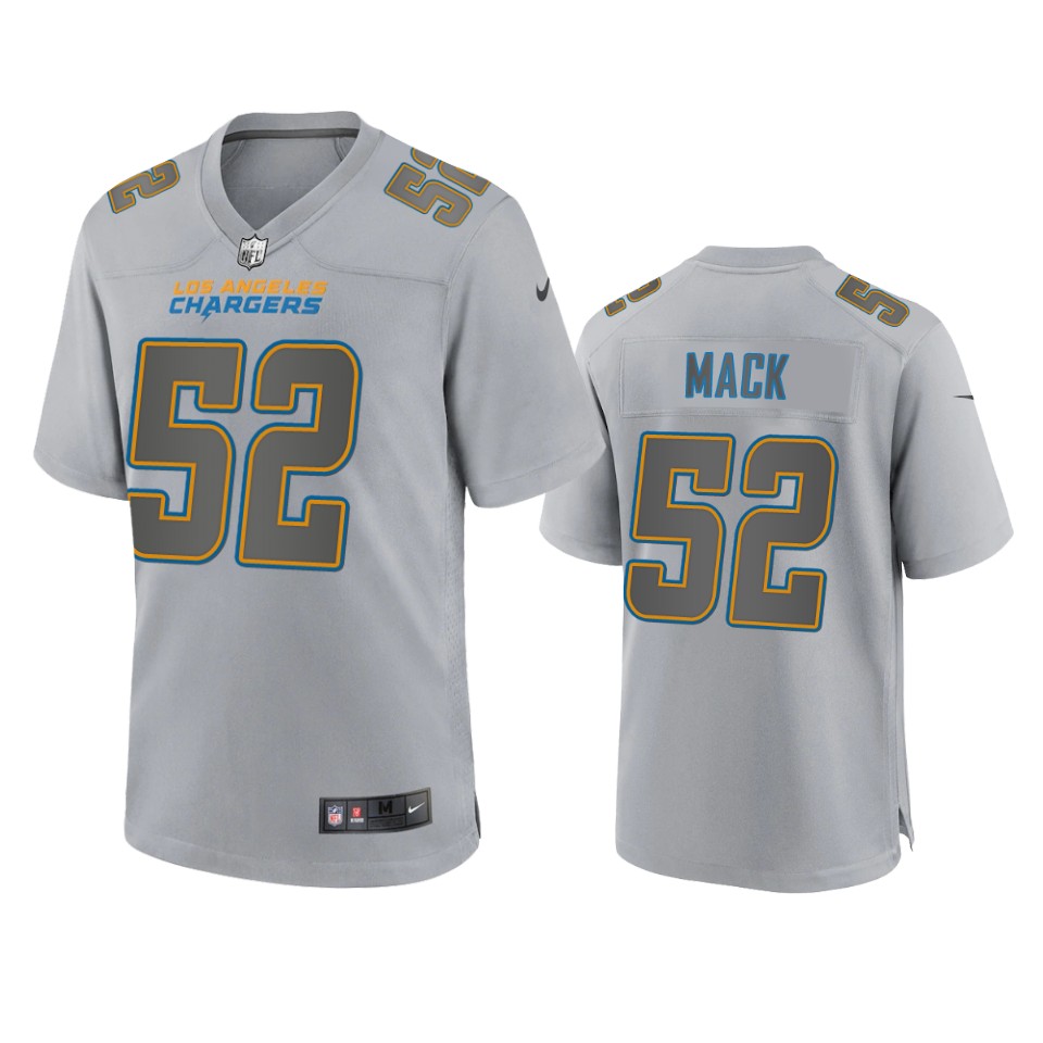  Mens Los Angeles Chargers #52 Khalil Mack Gray Atmosphere Fashion Game Jersey 