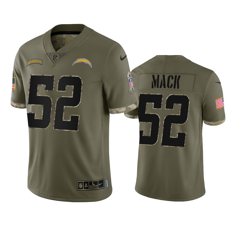  Mens Los Angeles Chargers #52 Khalil Mack Olive 2022 Salute To Service Jersey 