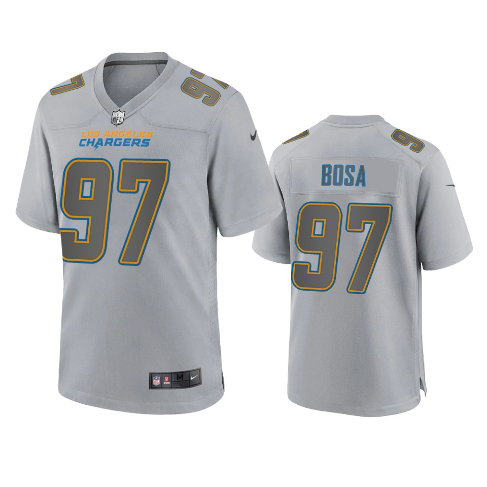  Mens Los Angeles Chargers #97 Joey Bosa Gray Atmosphere Fashion Game Jersey 