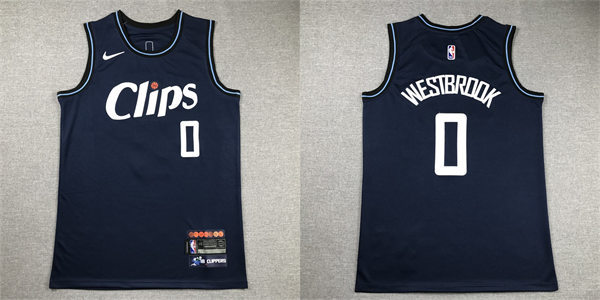  Mens Los Angeles Clippers #0 Russell Westbrook 2023-24 Navy City Edition Swingman Jersey 