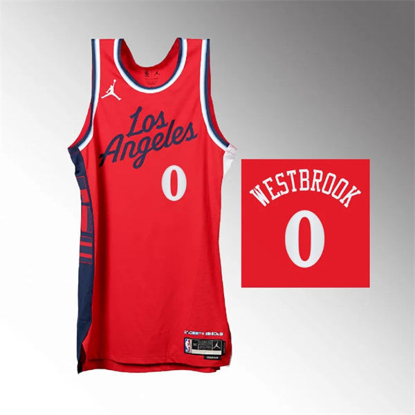  Mens Los Angeles Clippers #0 Russell Westbrook 2024-25 Statement Edition Jersey Red 