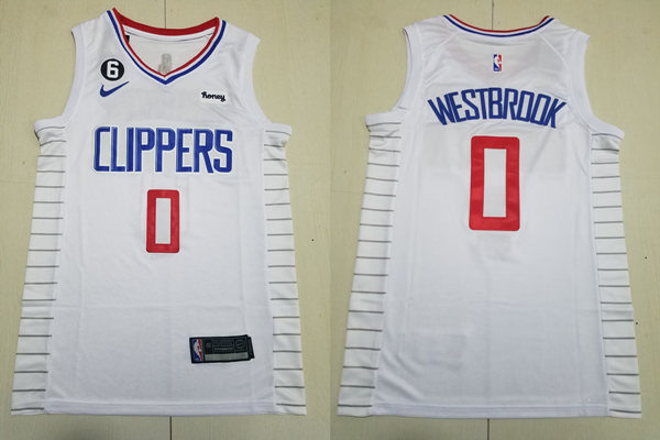  Mens Los Angeles Clippers #0 Russell Westbrook Nike White Association Edition Jersey 