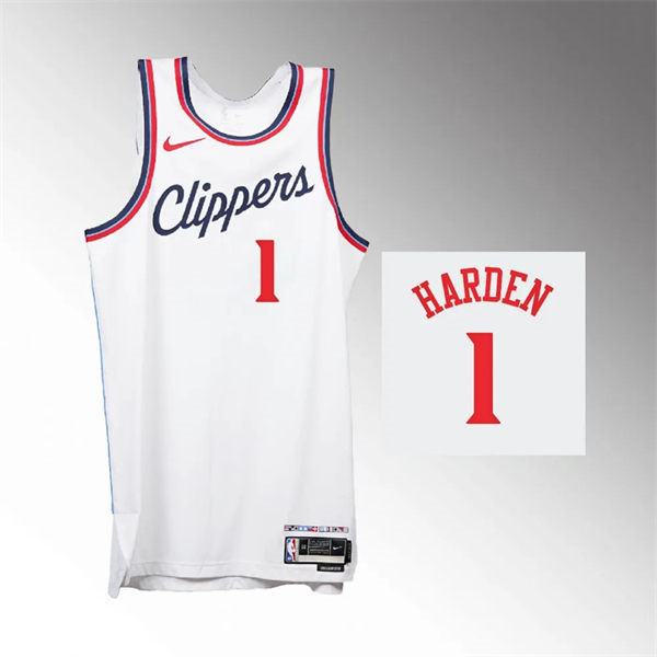  Mens Los Angeles Clippers #1 James Harden 2024-25 Association Edition Jersey White 