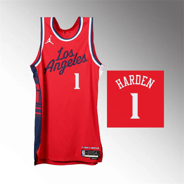  Mens Los Angeles Clippers #1 James Harden 2024-25 Statement Edition Jersey Red 