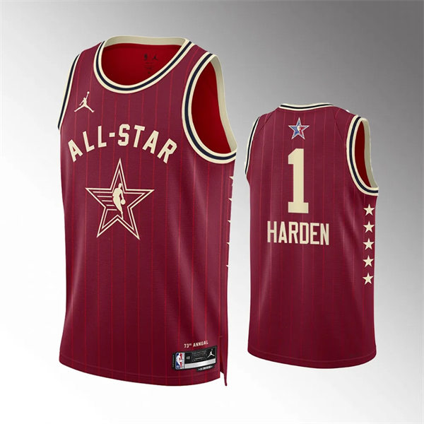  Mens Los Angeles Clippers #1 James Harden Red 2024 NBA All-Star Game Swingman Jersey 