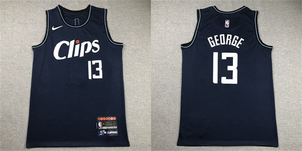  Mens Los Angeles Clippers #13 Paul George 2023-24 Navy City Edition Swingman Jersey 