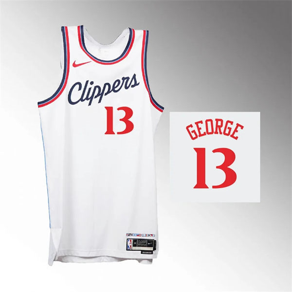  Mens Los Angeles Clippers #13 Paul George 2024-25 Association Edition Jersey White 