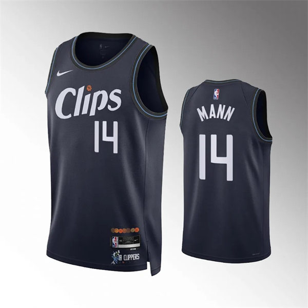  Mens Los Angeles Clippers #14 Terance Mann 2023-24 Navy City Edition Swingman Jersey 