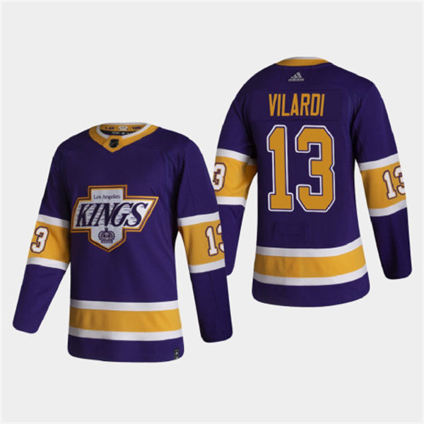  Mens Los Angeles Kings #13 Gabriel Vilardi Adidas 2021 Purple Reverse Retro Jersey 