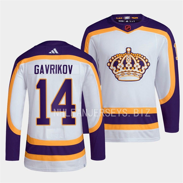  Mens Los Angeles Kings #14 Vladislav Gavrikov White 2022-23 Reverse Retro 2.0 Jersey 