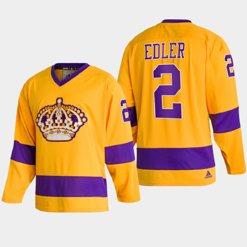  Mens Los Angeles Kings #2 Alexander Edler adidas Gold Team Classics Jersey 