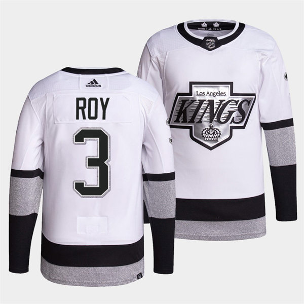  Mens Los Angeles Kings #3 Matt Roy 2021-22 adidas White Alternate Premier Breakaway Player Jersey 