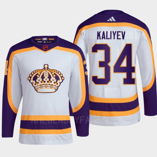  Mens Los Angeles Kings #34 Arthur Kaliyev White 2022-23 Reverse Retro 2.0 Jersey 
