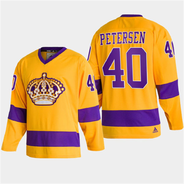  Mens Los Angeles Kings #40 Cal Petersen adidas Gold Team Classics Jersey 