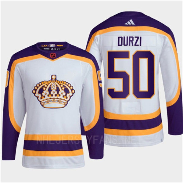  Mens Los Angeles Kings #50 Sean Durzi White 2022-23 Reverse Retro 2.0 Jersey 