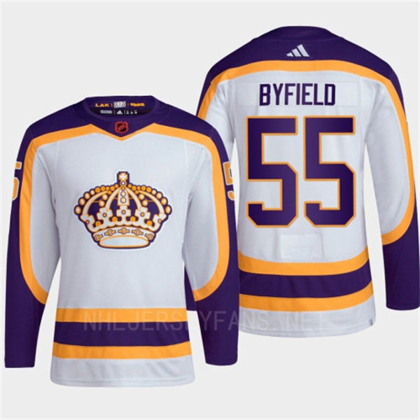  Mens Los Angeles Kings #55 Quinton Byfield White 2022-23 Reverse Retro 2.0 Jersey 