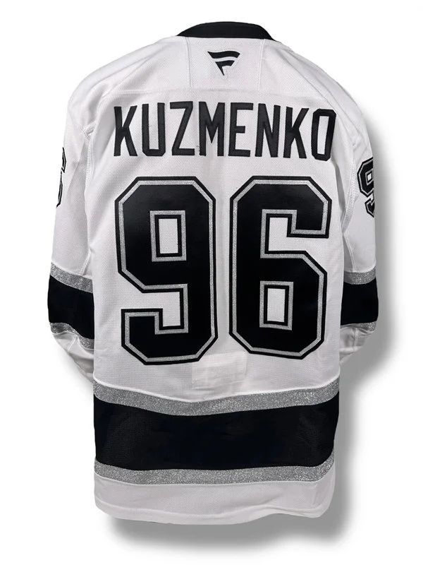  Mens Los Angeles Kings #96 Andrei Kuzmenko Fanatics White Away Premium Player Jersey 
