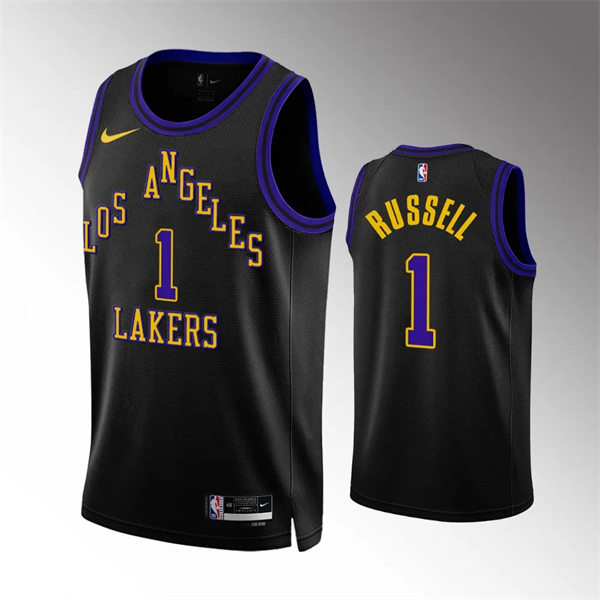  Mens Los Angeles Lakers #1 D'Angelo Russell 2023-24 Black City Edition Player Jersey 