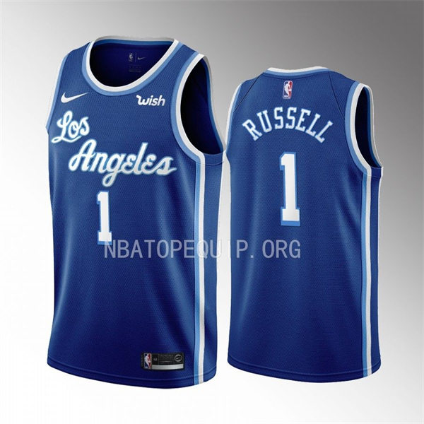  Mens Los Angeles Lakers #1 D'Angelo Russell Nike Royal Hardwood Classics Jersey 