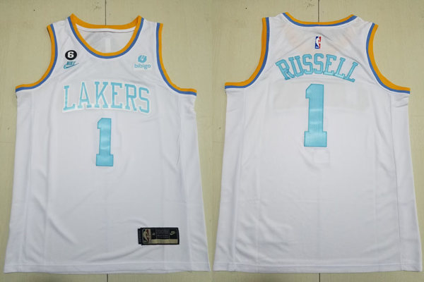  Mens Los Angeles Lakers #1 D'Angelo Russell White 2022-23 Classic Edition Jersey 