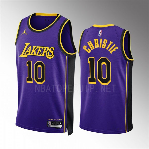  Mens Los Angeles Lakers #10 Max Christie 2022-23 New Uniform Purple Statement Edition Jersey 